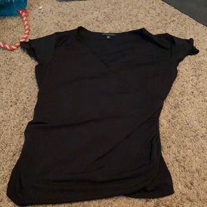 XL faux wrap blouse with cap sleeve